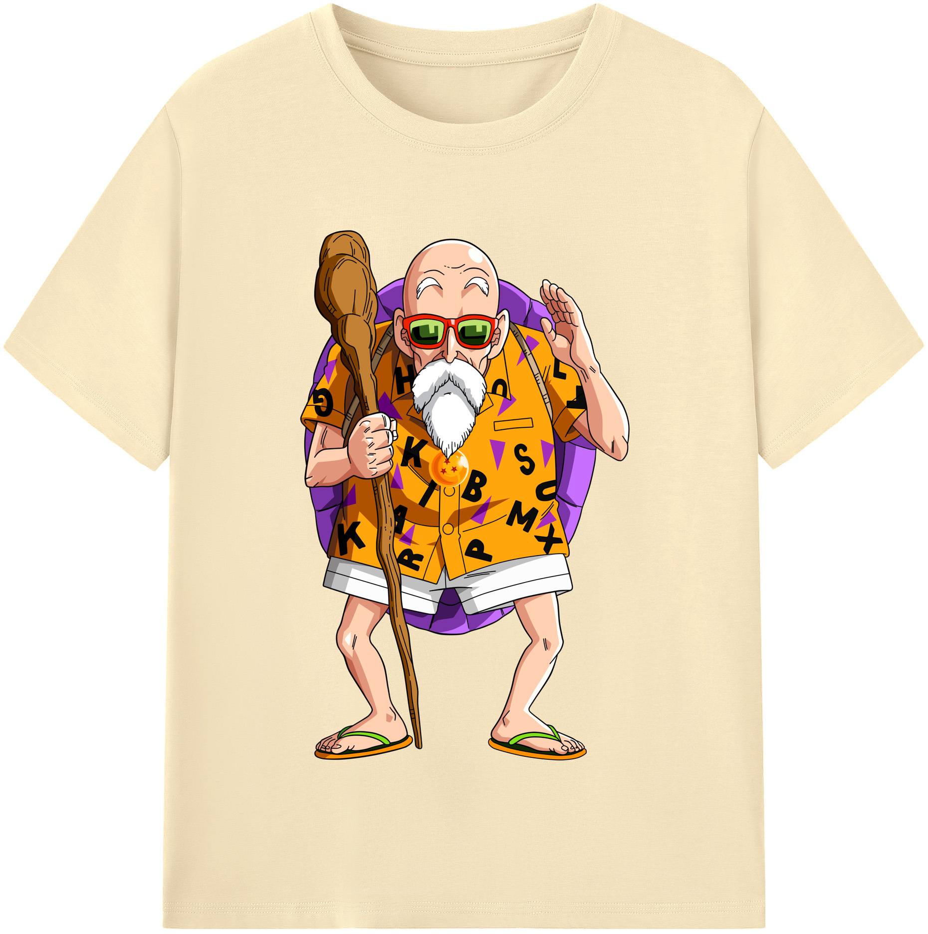 （画像用） ドラゴンボール 亀仙人（かめせんにん） DRAGON BALL Master Roshi Kame Sennin 綿100％半袖Tシャツ（フロントプリント）