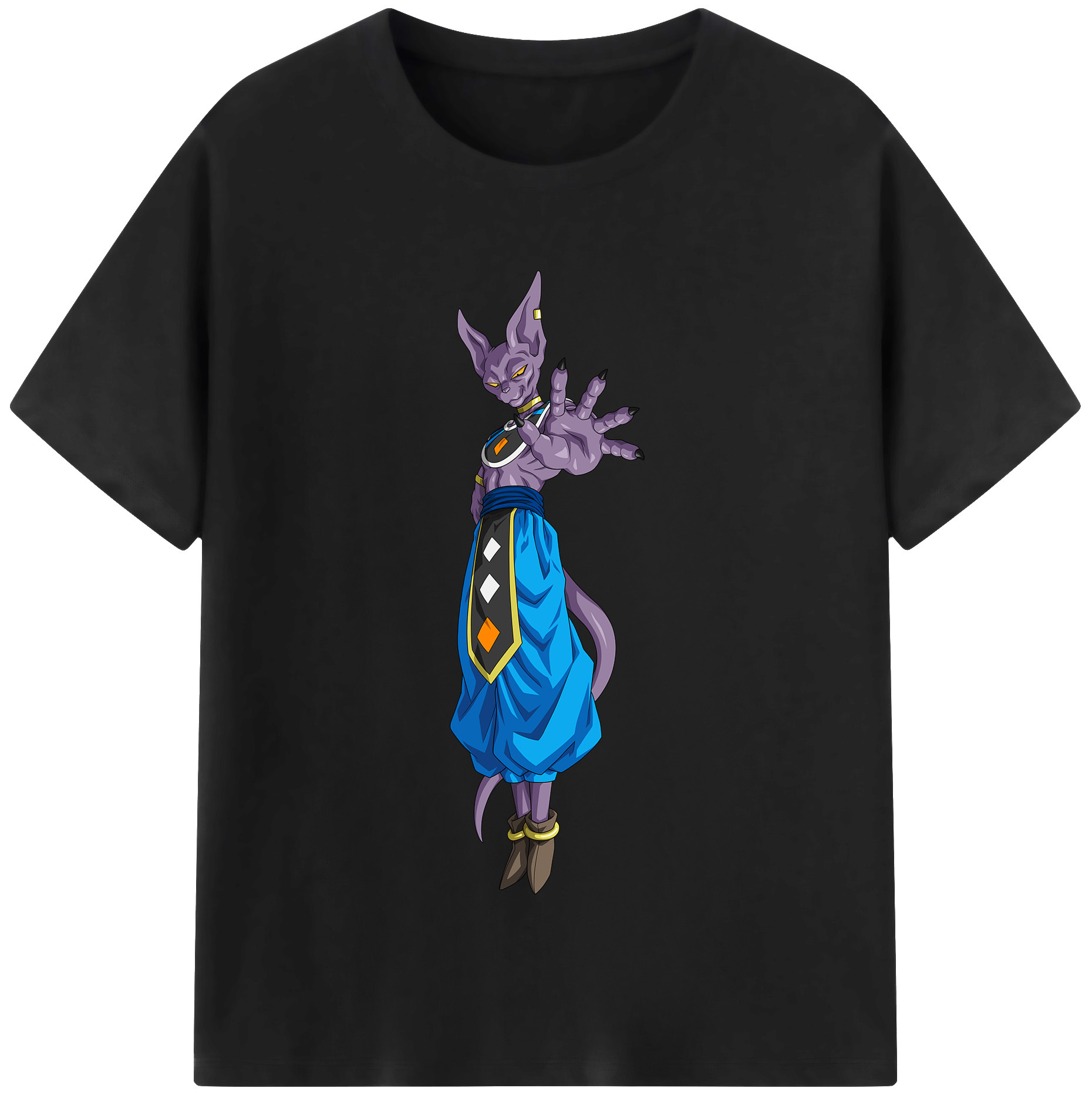 （画像用） ドラゴンボール ビルス 破壊神ビルス DRAGON BALL Beerus Birusu 綿100％半袖Tシャツ（フロントプリント）