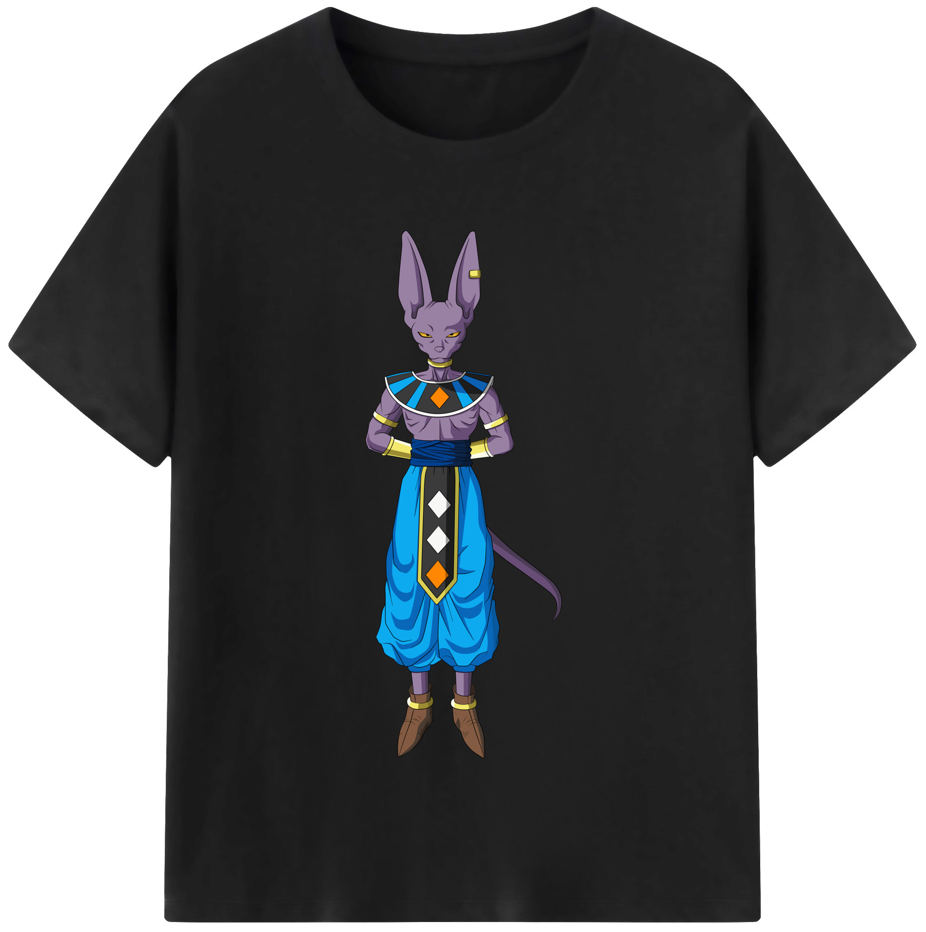 （画像用） ドラゴンボール ビルス 破壊神ビルス DRAGON BALL Beerus Birusu 綿100％半袖Tシャツ（フロントプリント）