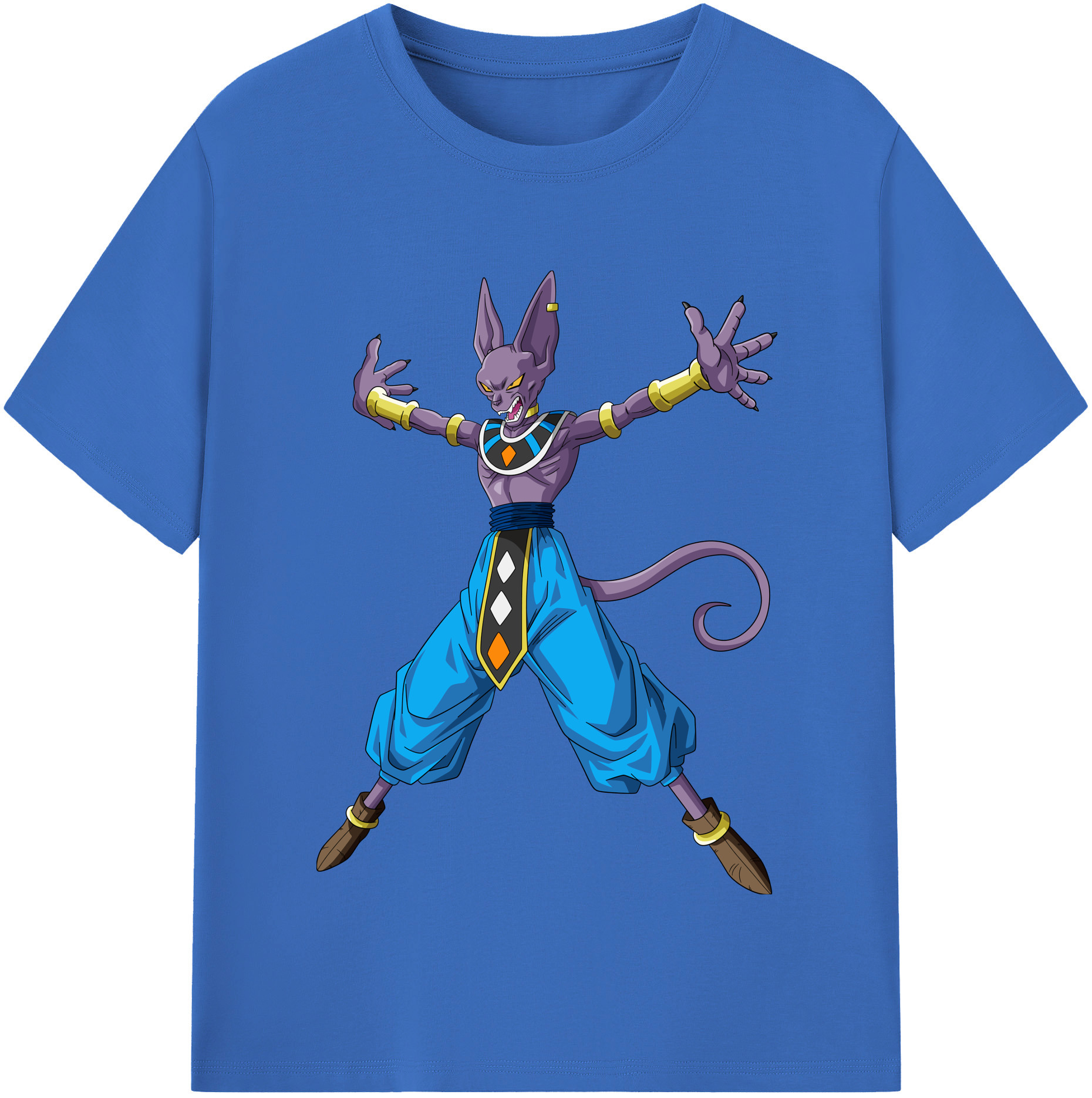 （画像用） ドラゴンボール ビルス 破壊神ビルス DRAGON BALL Beerus Birusu 綿100％半袖Tシャツ（フロントプリント）