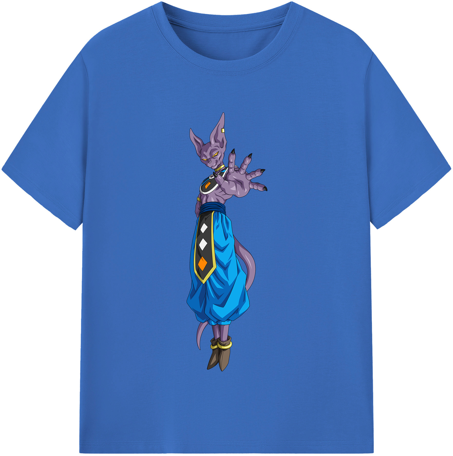 （画像用） ドラゴンボール ビルス 破壊神ビルス DRAGON BALL Beerus Birusu 綿100％半袖Tシャツ（フロントプリント）