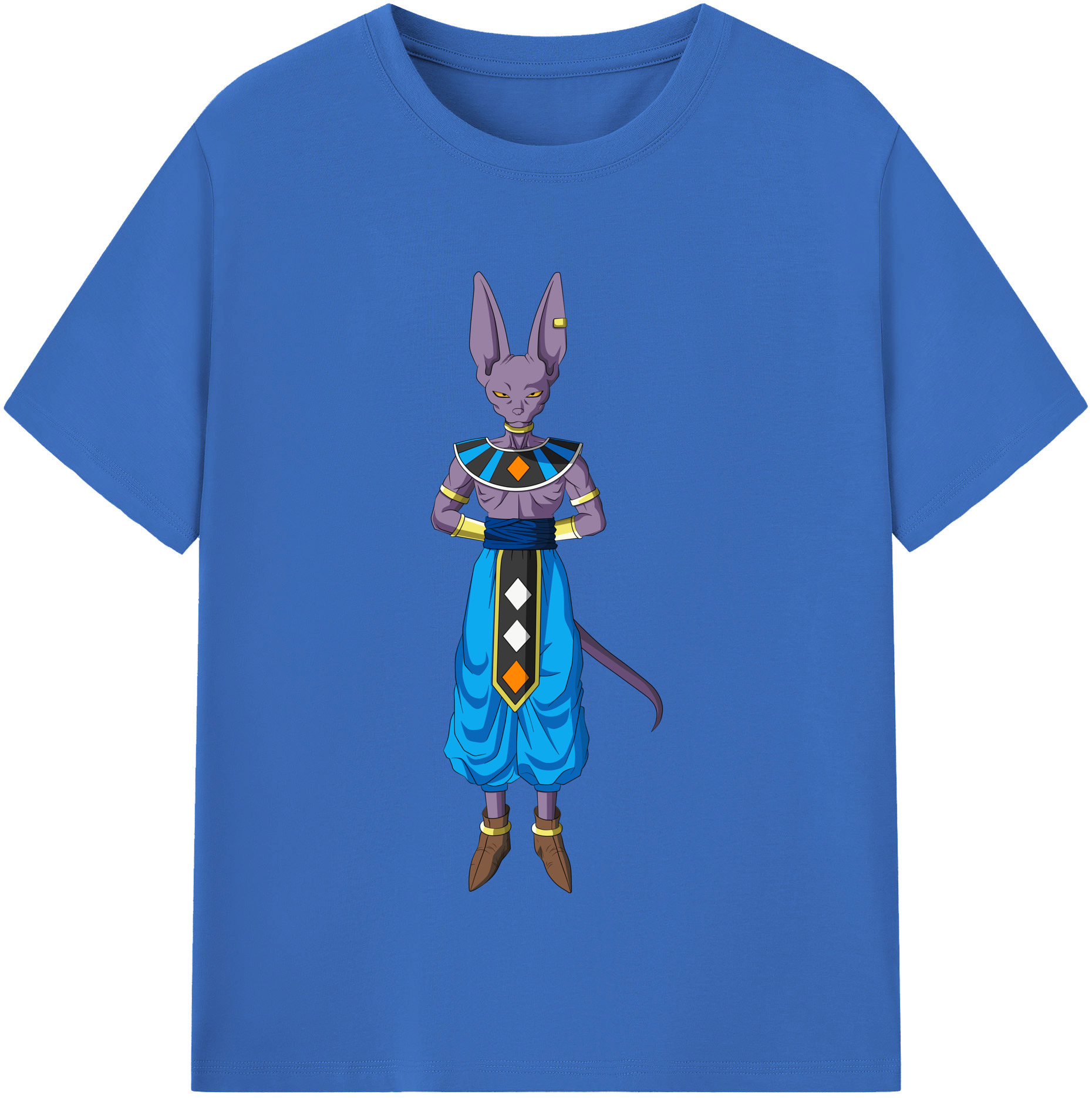 （画像用） ドラゴンボール ビルス 破壊神ビルス DRAGON BALL Beerus Birusu 綿100％半袖Tシャツ（フロントプリント）