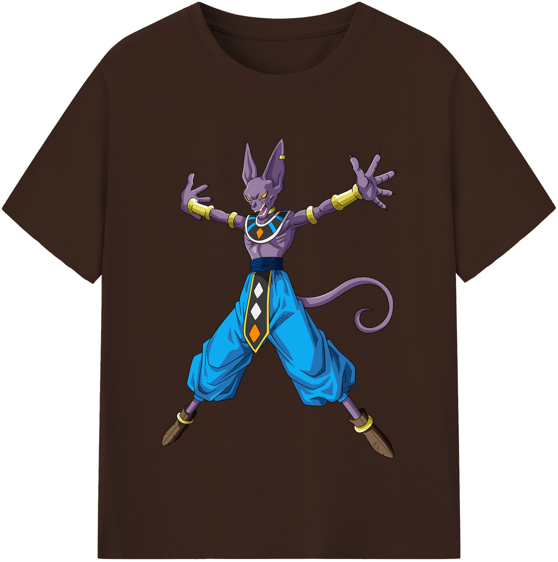（画像用） ドラゴンボール ビルス 破壊神ビルス DRAGON BALL Beerus Birusu 綿100％半袖Tシャツ（フロントプリント）