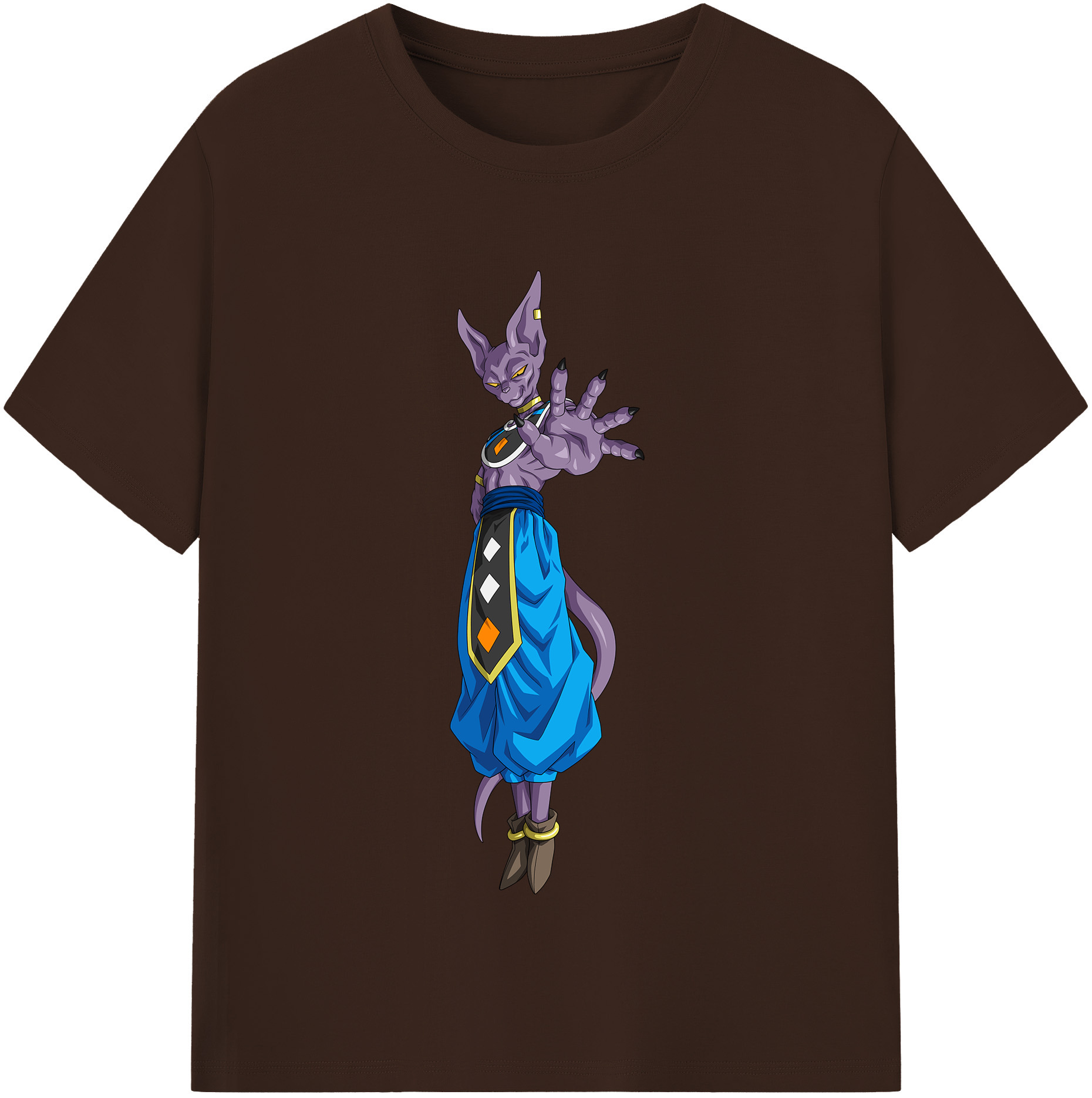 （画像用） ドラゴンボール ビルス 破壊神ビルス DRAGON BALL Beerus Birusu 綿100％半袖Tシャツ（フロントプリント）