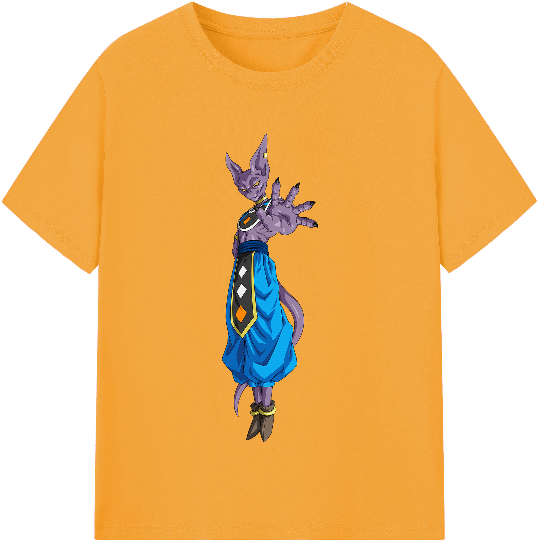 （画像用） ドラゴンボール ビルス 破壊神ビルス DRAGON BALL Beerus Birusu 綿100％半袖Tシャツ（フロントプリント）