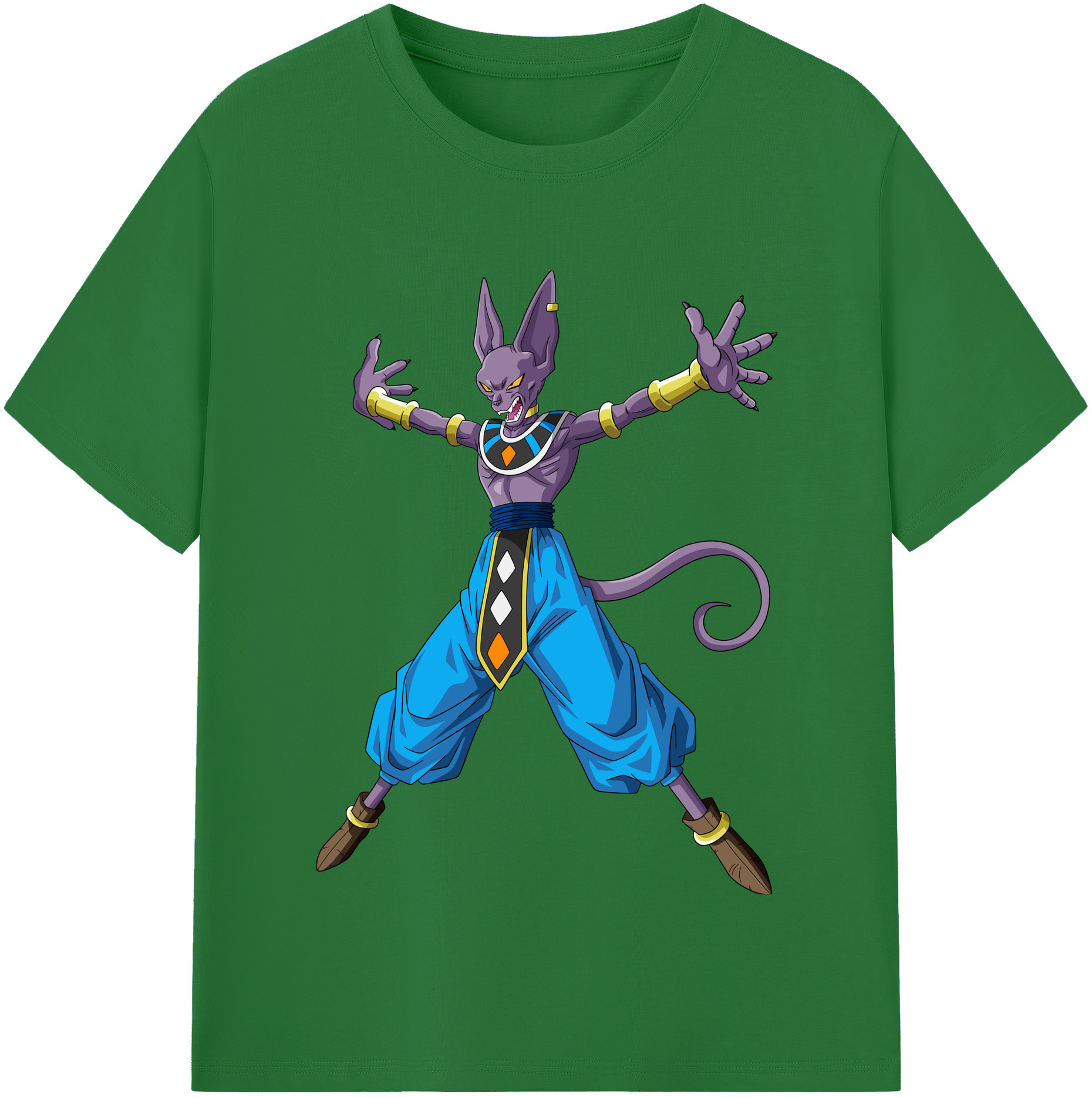 （画像用） ドラゴンボール ビルス 破壊神ビルス DRAGON BALL Beerus Birusu 綿100％半袖Tシャツ（フロントプリント）