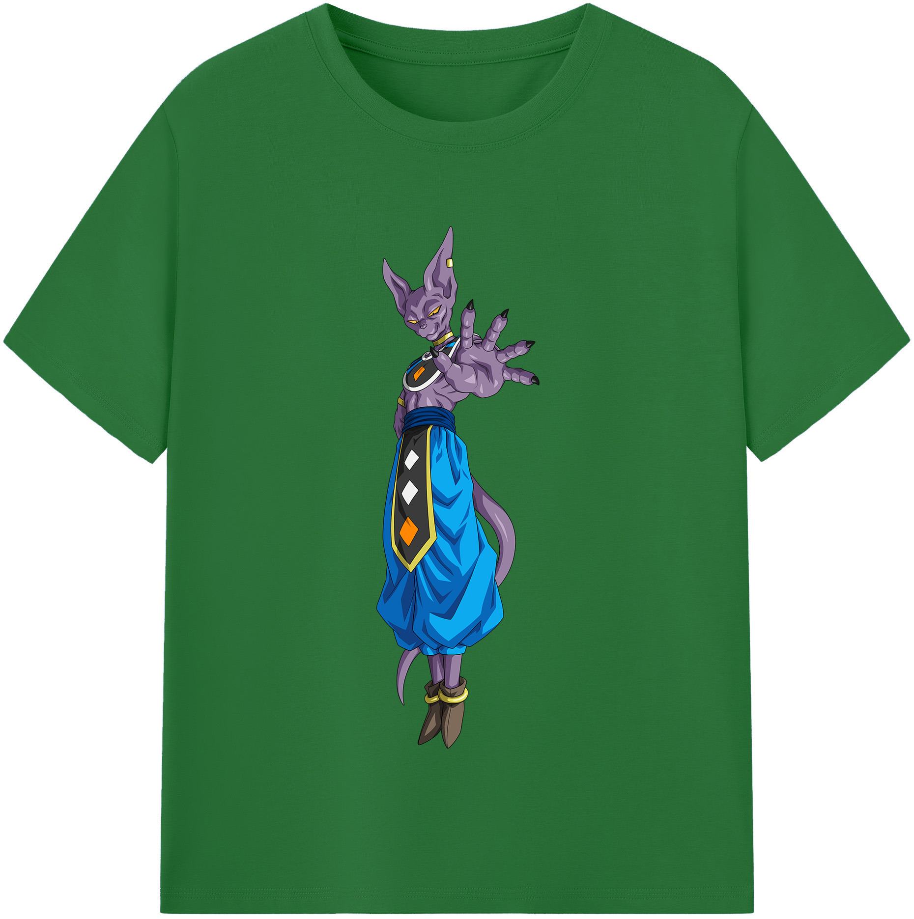 （画像用） ドラゴンボール ビルス 破壊神ビルス DRAGON BALL Beerus Birusu 綿100％半袖Tシャツ（フロントプリント）