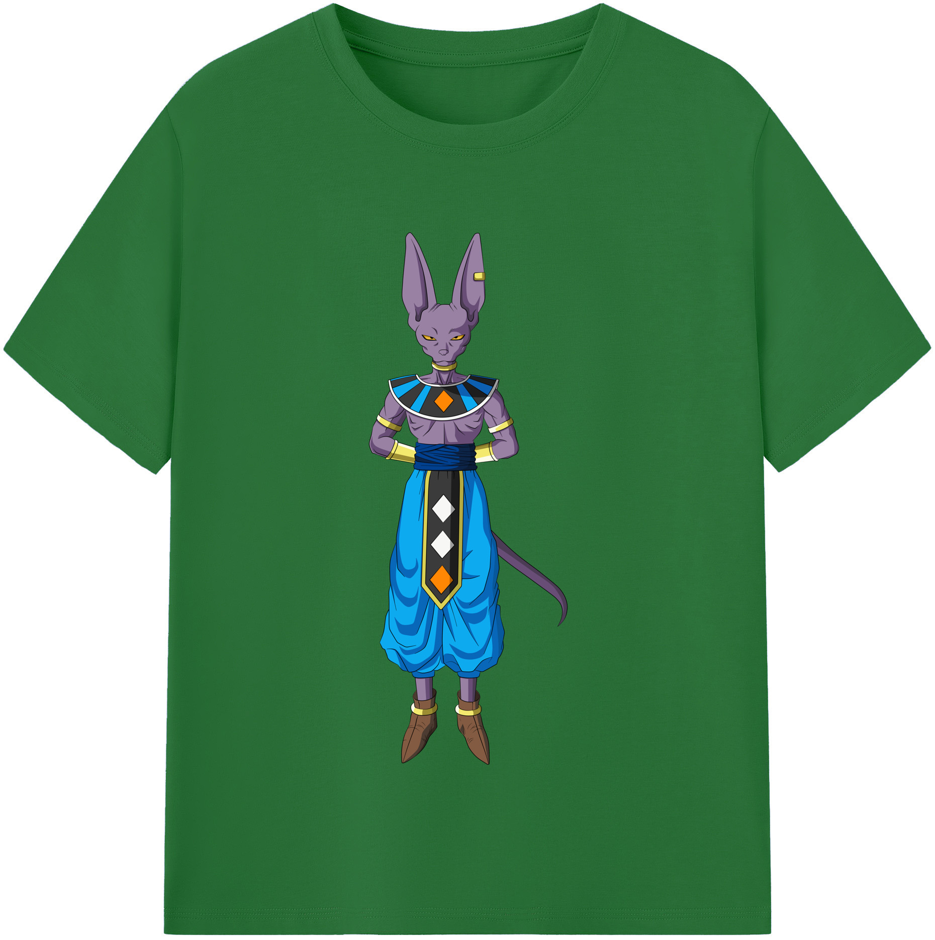 （画像用） ドラゴンボール ビルス 破壊神ビルス DRAGON BALL Beerus Birusu 綿100％半袖Tシャツ（フロントプリント）