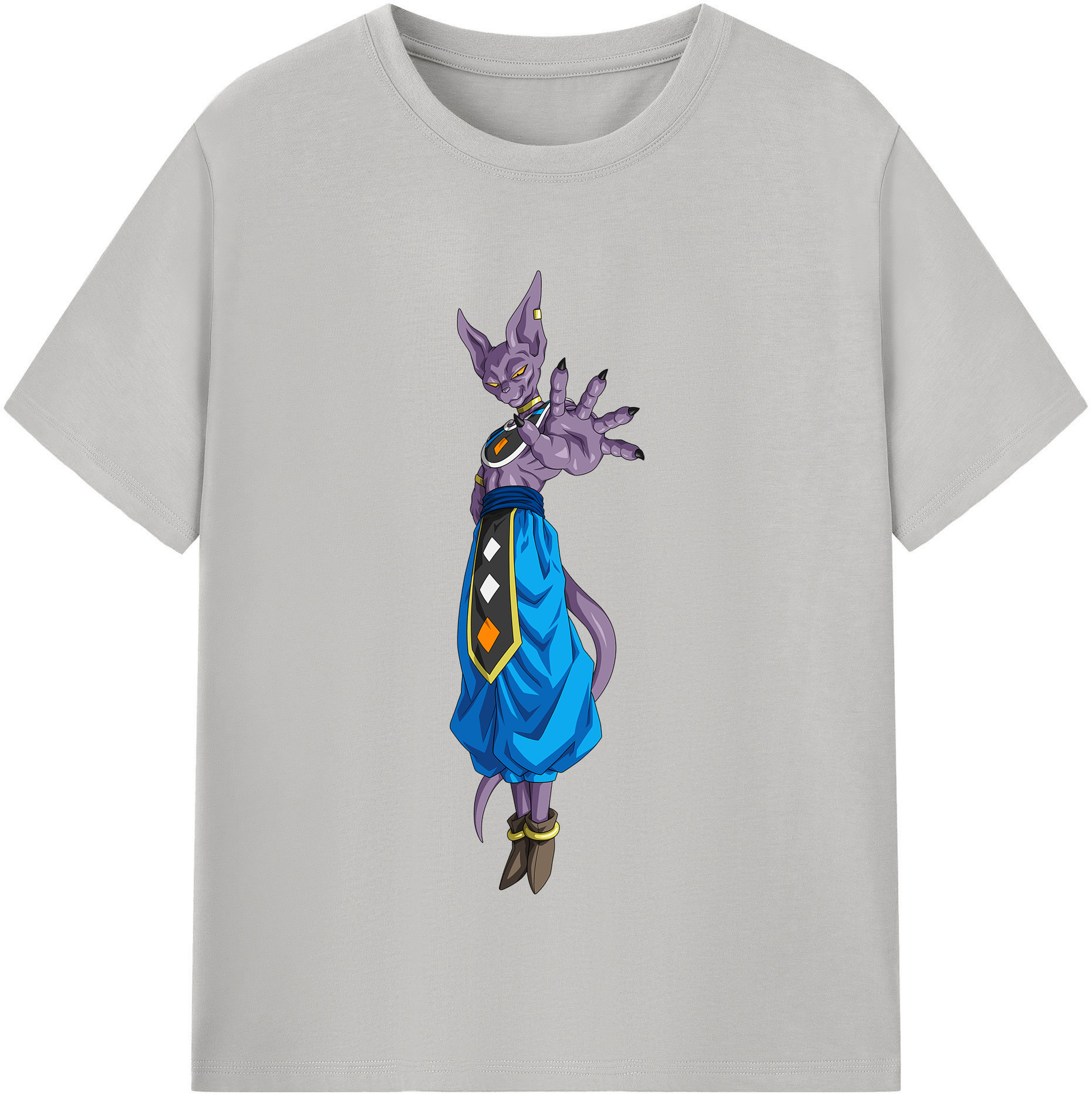 （画像用） ドラゴンボール ビルス 破壊神ビルス DRAGON BALL Beerus Birusu 綿100％半袖Tシャツ（フロントプリント）