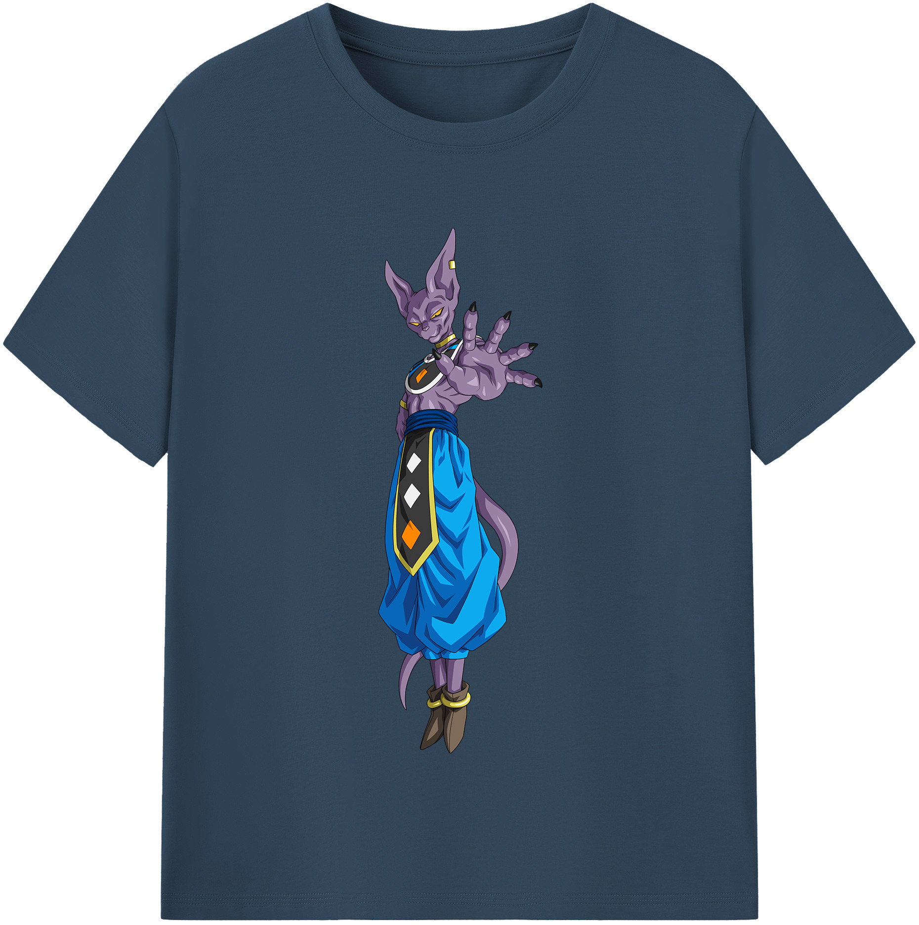 （画像用） ドラゴンボール ビルス 破壊神ビルス DRAGON BALL Beerus Birusu 綿100％半袖Tシャツ（フロントプリント）
