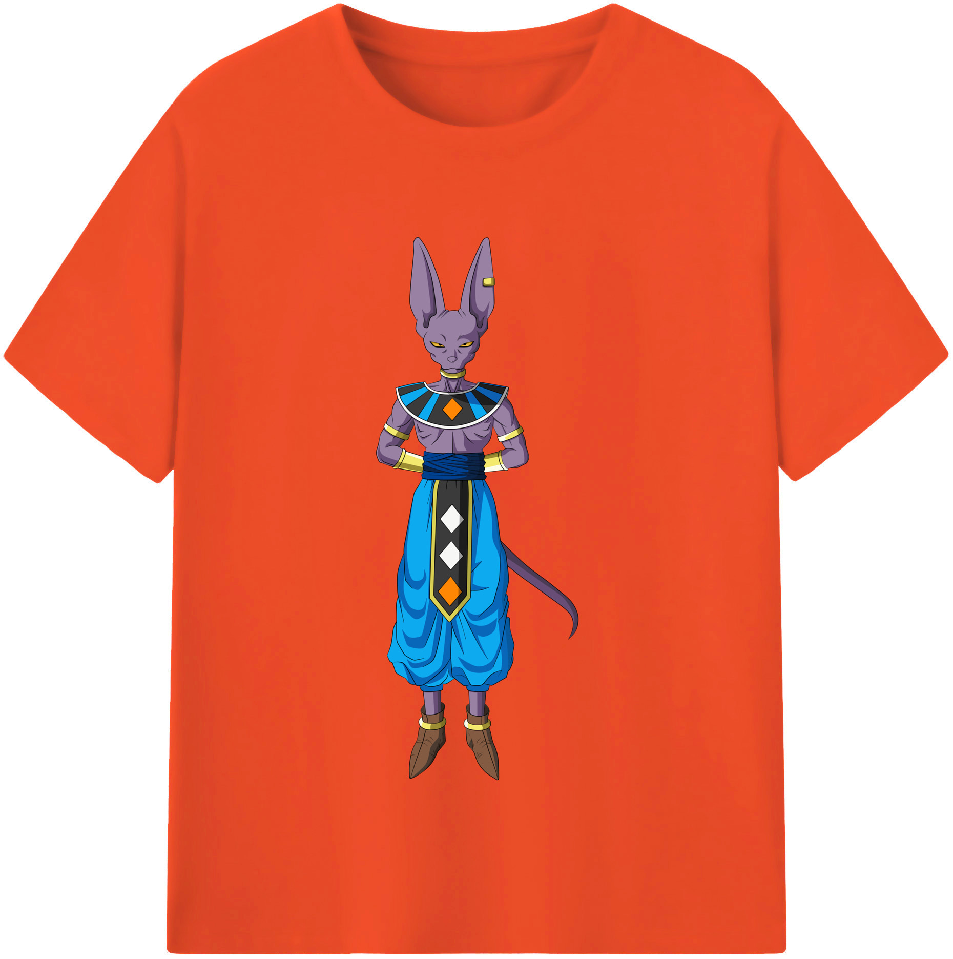 （画像用） ドラゴンボール ビルス 破壊神ビルス DRAGON BALL Beerus Birusu 綿100％半袖Tシャツ（フロントプリント）