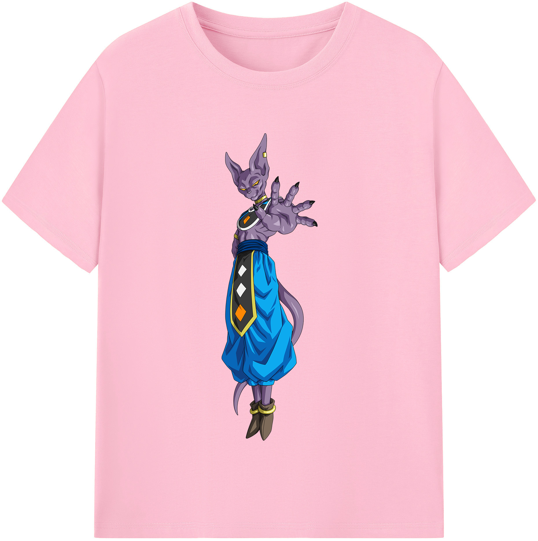 （画像用） ドラゴンボール ビルス 破壊神ビルス DRAGON BALL Beerus Birusu 綿100％半袖Tシャツ（フロントプリント）