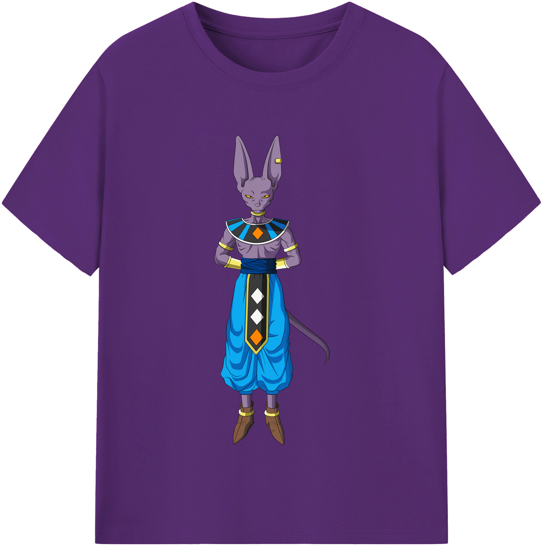 （画像用） ドラゴンボール ビルス 破壊神ビルス DRAGON BALL Beerus Birusu 綿100％半袖Tシャツ（フロントプリント）