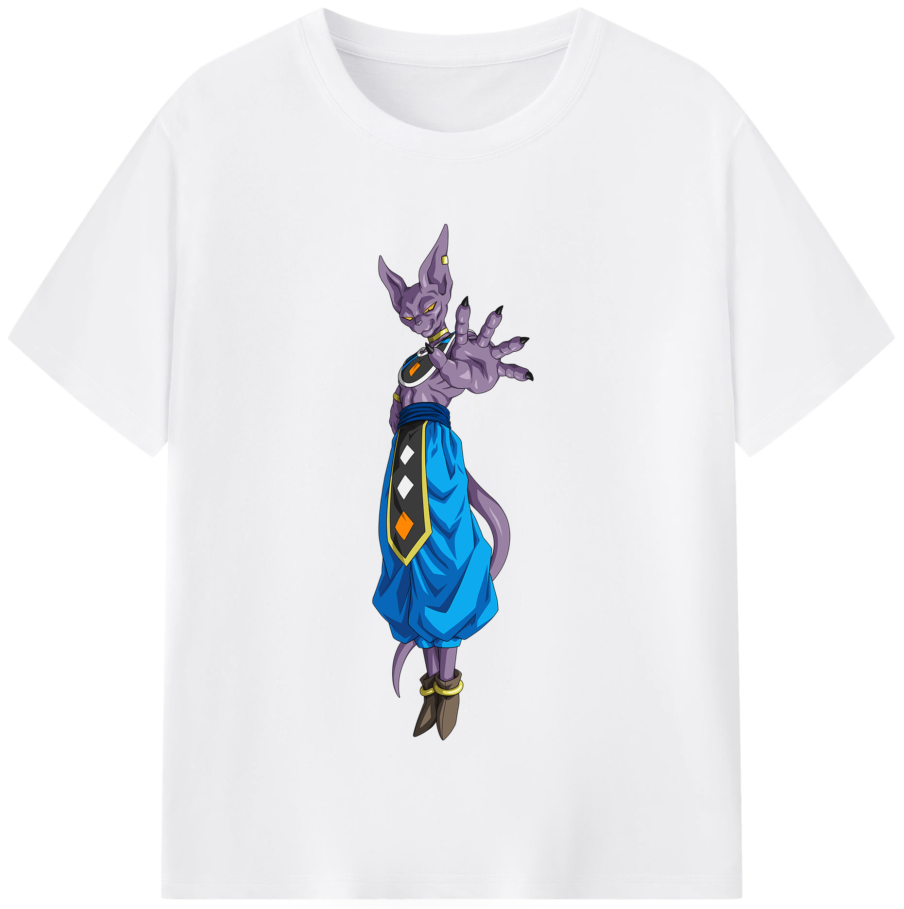 （画像用） ドラゴンボール ビルス 破壊神ビルス DRAGON BALL Beerus Birusu 綿100％半袖Tシャツ（フロントプリント）