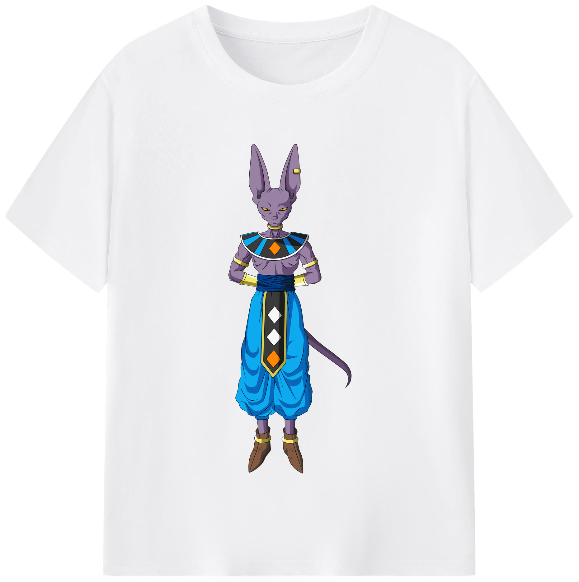 （画像用） ドラゴンボール ビルス 破壊神ビルス DRAGON BALL Beerus Birusu 綿100％半袖Tシャツ（フロントプリント）
