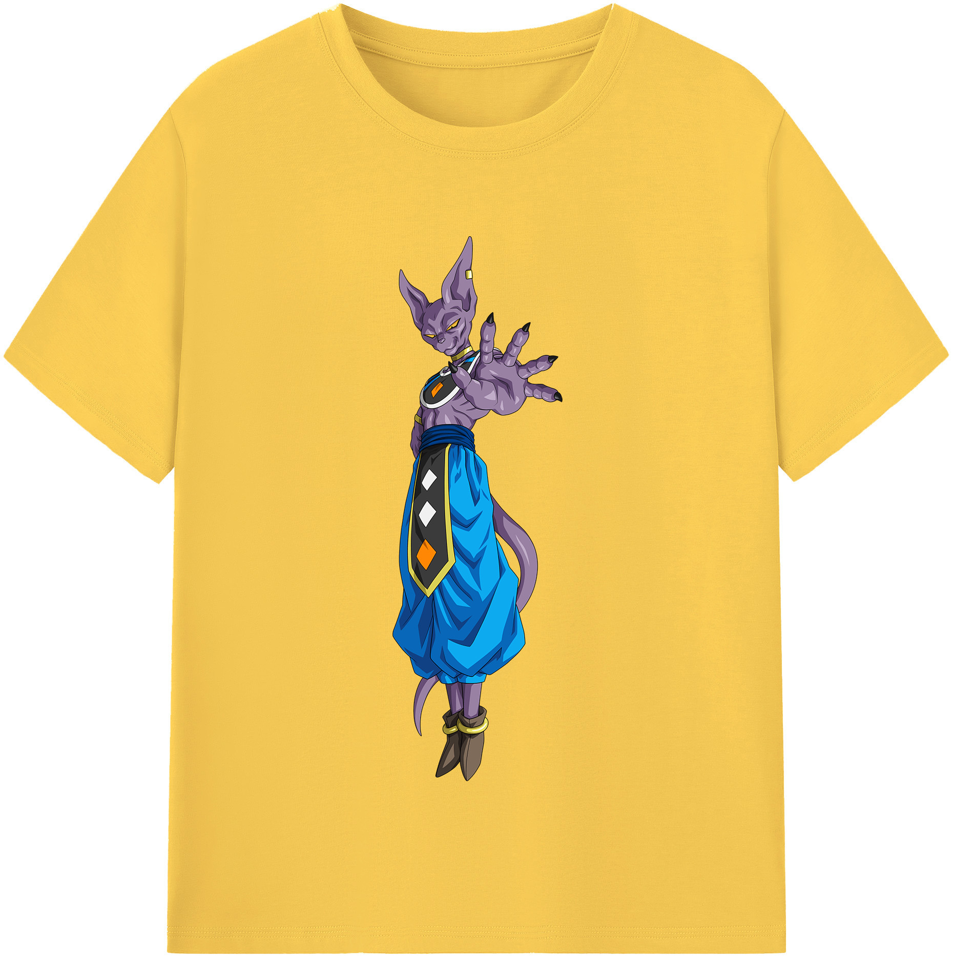 （画像用） ドラゴンボール ビルス 破壊神ビルス DRAGON BALL Beerus Birusu 綿100％半袖Tシャツ（フロントプリント）
