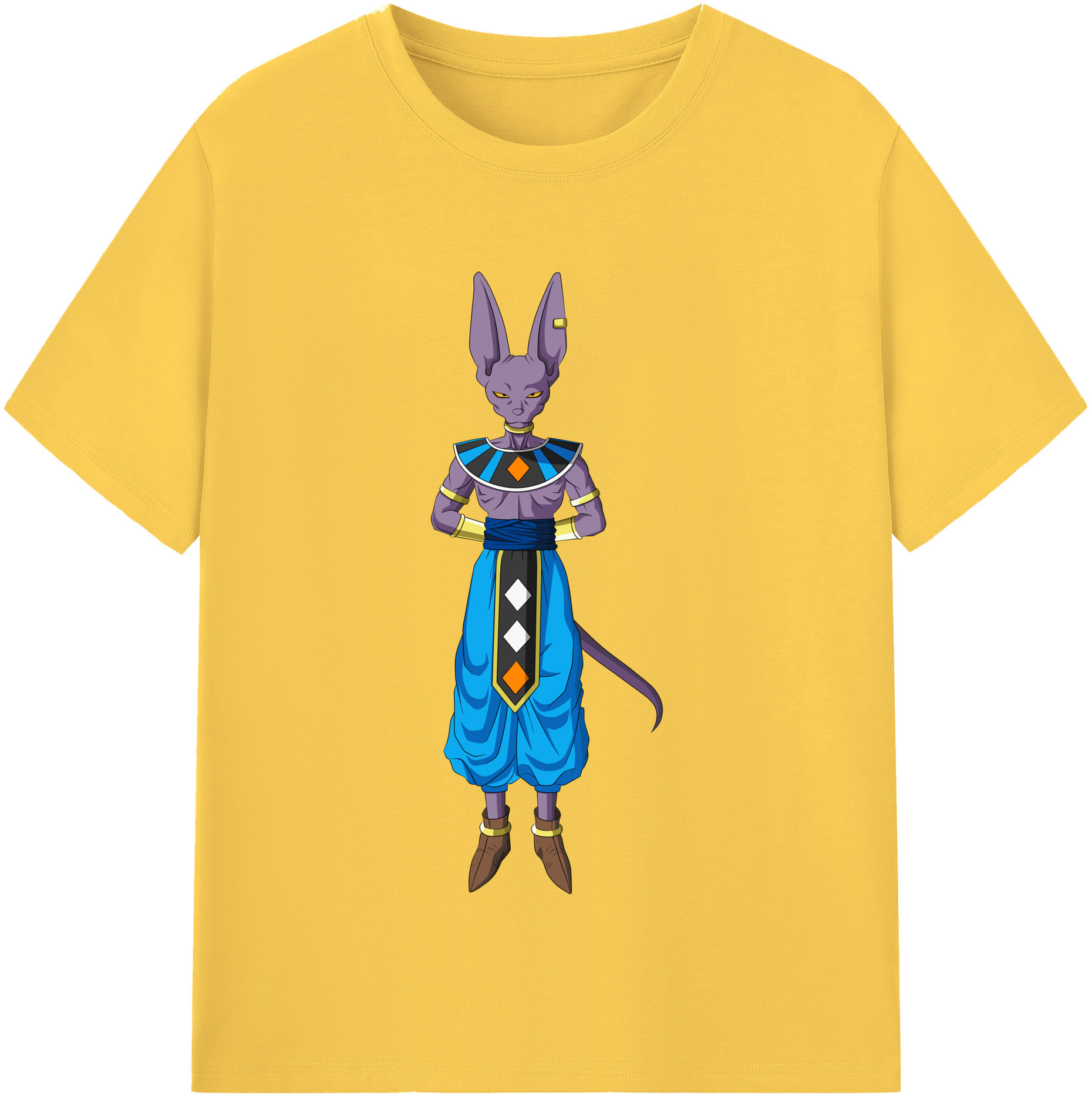 （画像用） ドラゴンボール ビルス 破壊神ビルス DRAGON BALL Beerus Birusu 綿100％半袖Tシャツ（フロントプリント）