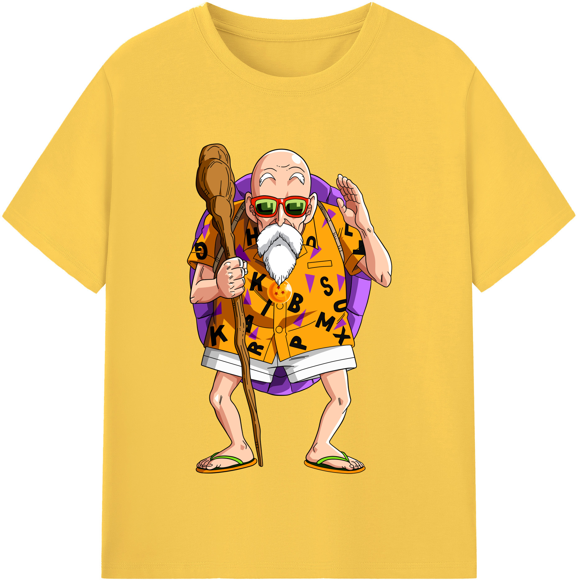 （画像用） ドラゴンボール 亀仙人（かめせんにん） DRAGON BALL Master Roshi Kame Sennin 綿100％半袖Tシャツ（フロントプリント）