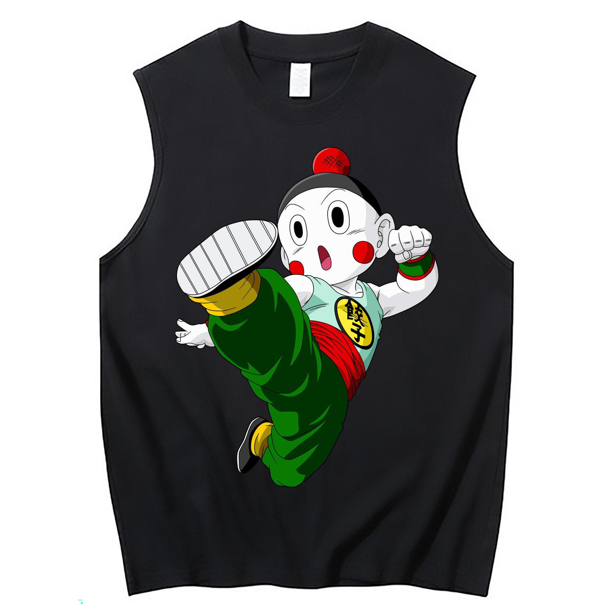 （画像用） ドラゴンボール 餃子（チャオズ）DRAGON BALL Chaoz コットン100％タンクトップ（フロントプリント）