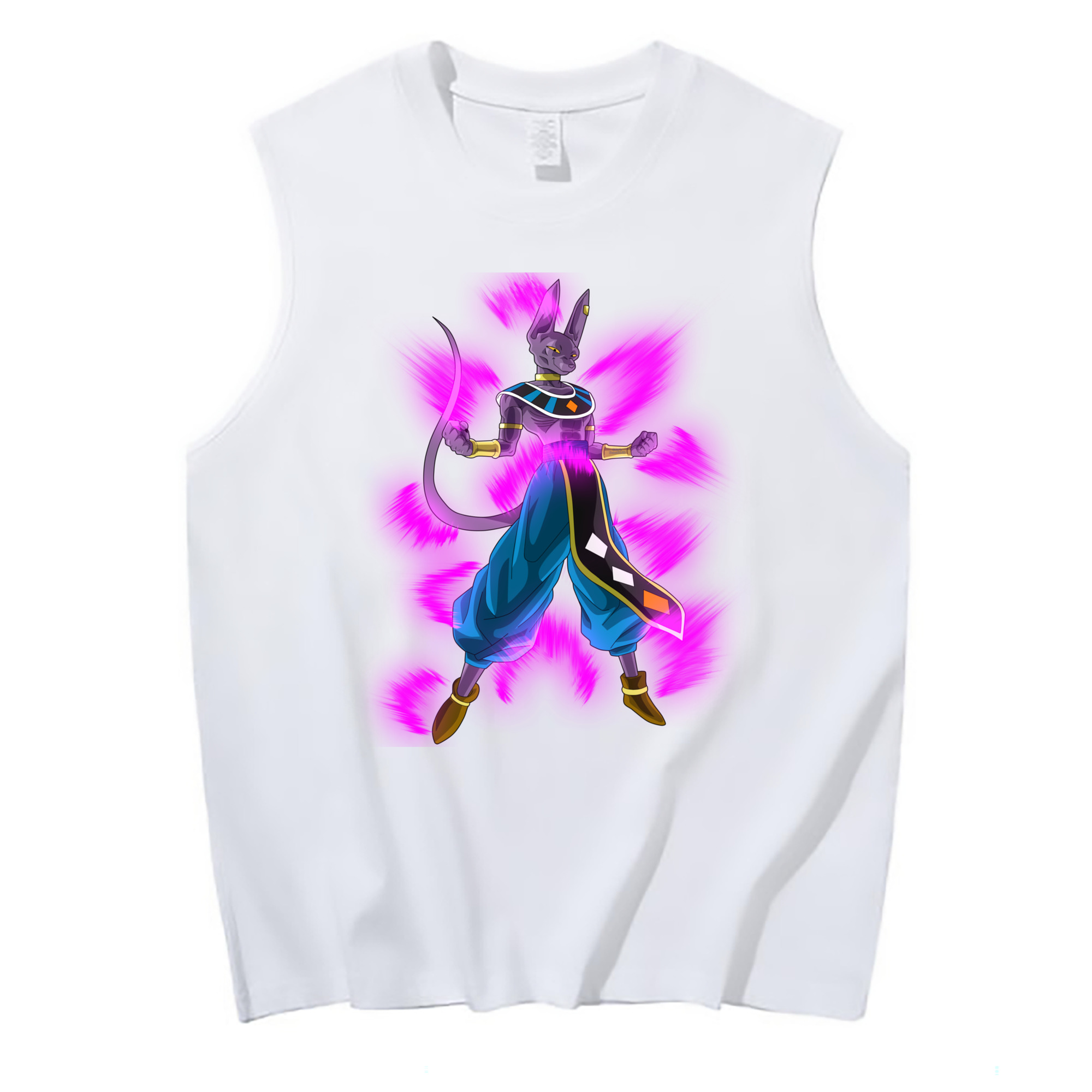 （画像用） ドラゴンボール ビルス 破壊神ビルス DRAGON BALL Beerus Birusu コットン100％タンクトップ（フロントプリント）