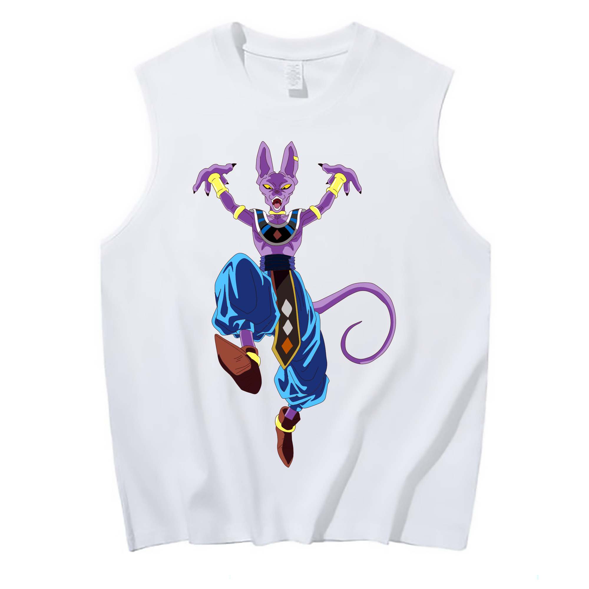 （画像用） ドラゴンボール ビルス 破壊神ビルス DRAGON BALL Beerus Birusu コットン100％タンクトップ（フロントプリント）