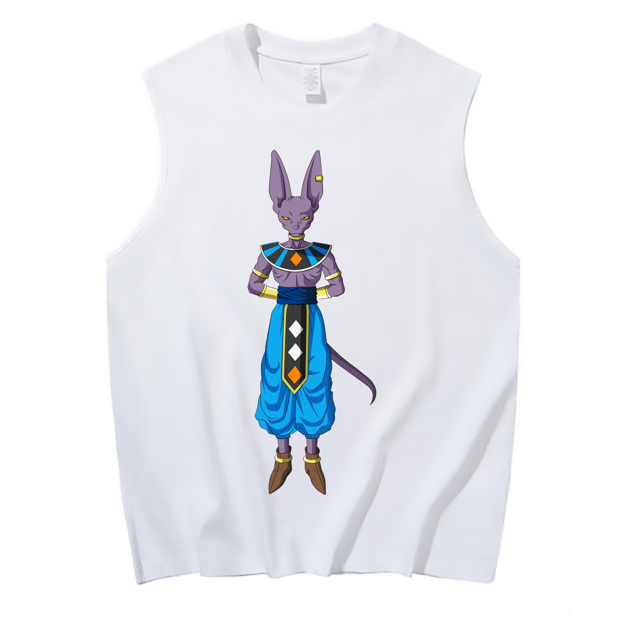 （画像用） ドラゴンボール ビルス 破壊神ビルス DRAGON BALL Beerus Birusu コットン100％タンクトップ（フロントプリント）
