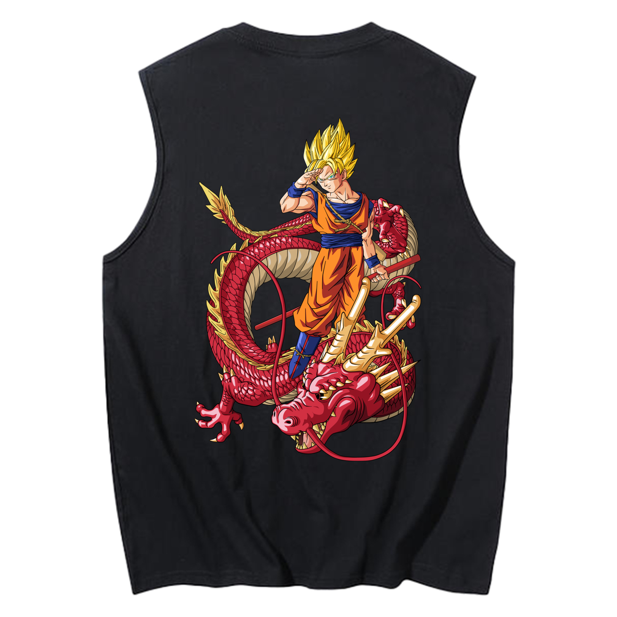 （画像用） ドラゴンボール 孫悟空（そん ごくう）Son Goku カカロット DRAGON BALL Kakarotto コットン100％タンクトップ（背面プリント）