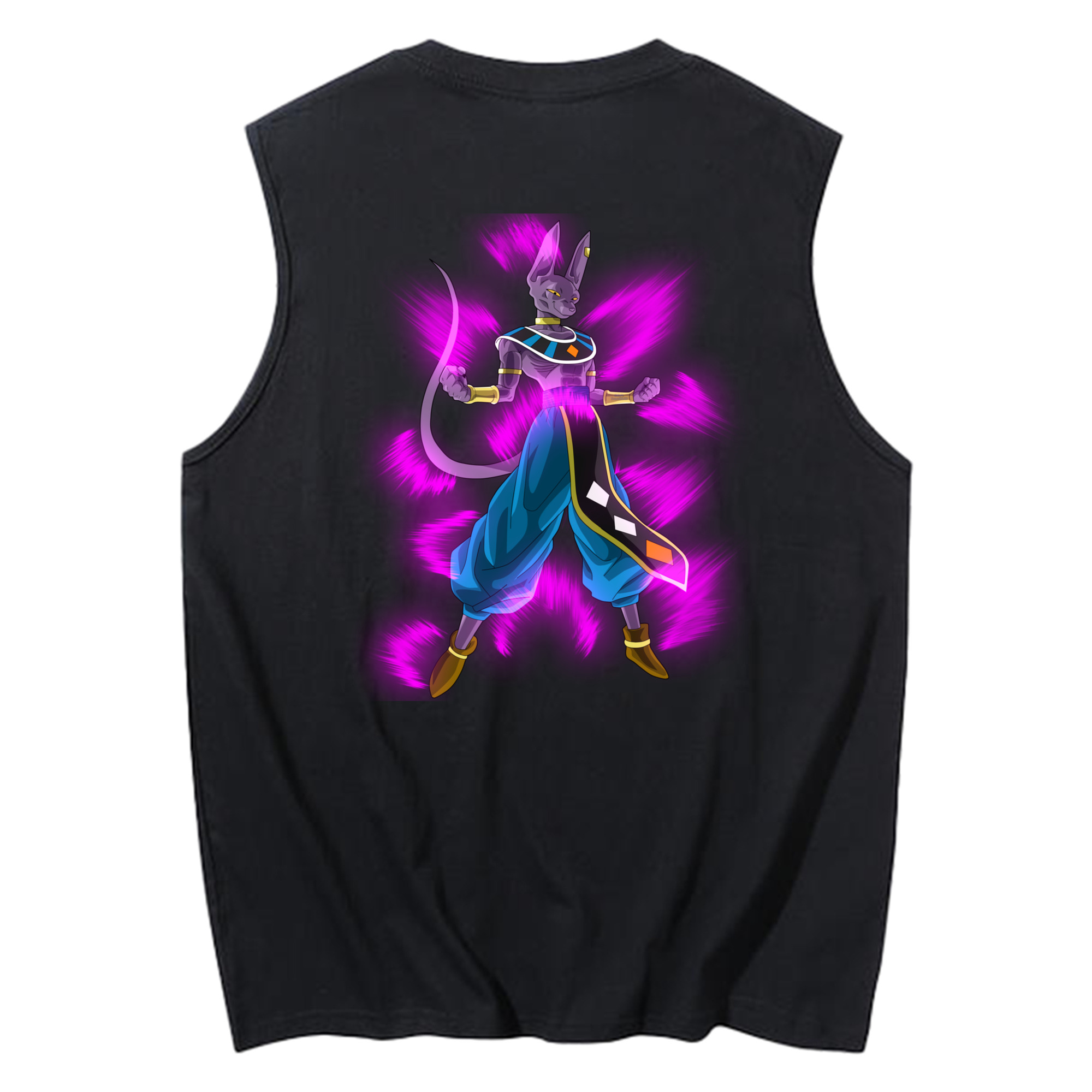 （画像用） ドラゴンボール ビルス 破壊神ビルス DRAGON BALL Beerus Birusu コットン100％タンクトップ（背面プリント）