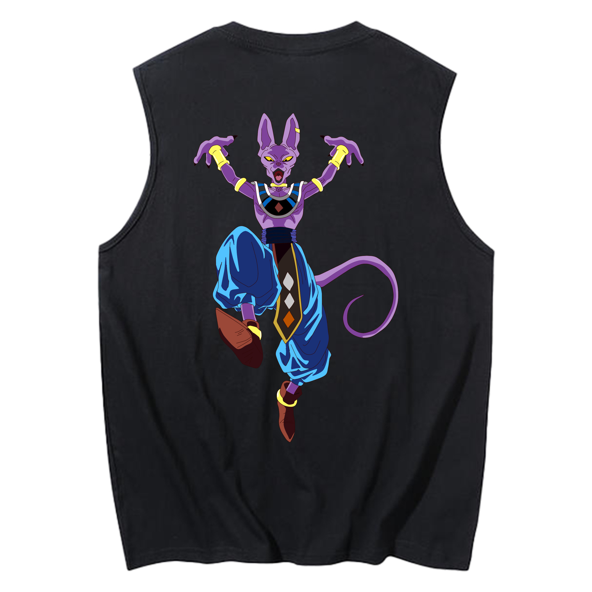 （画像用） ドラゴンボール ビルス 破壊神ビルス DRAGON BALL Beerus Birusu コットン100％タンクトップ（背面プリント）