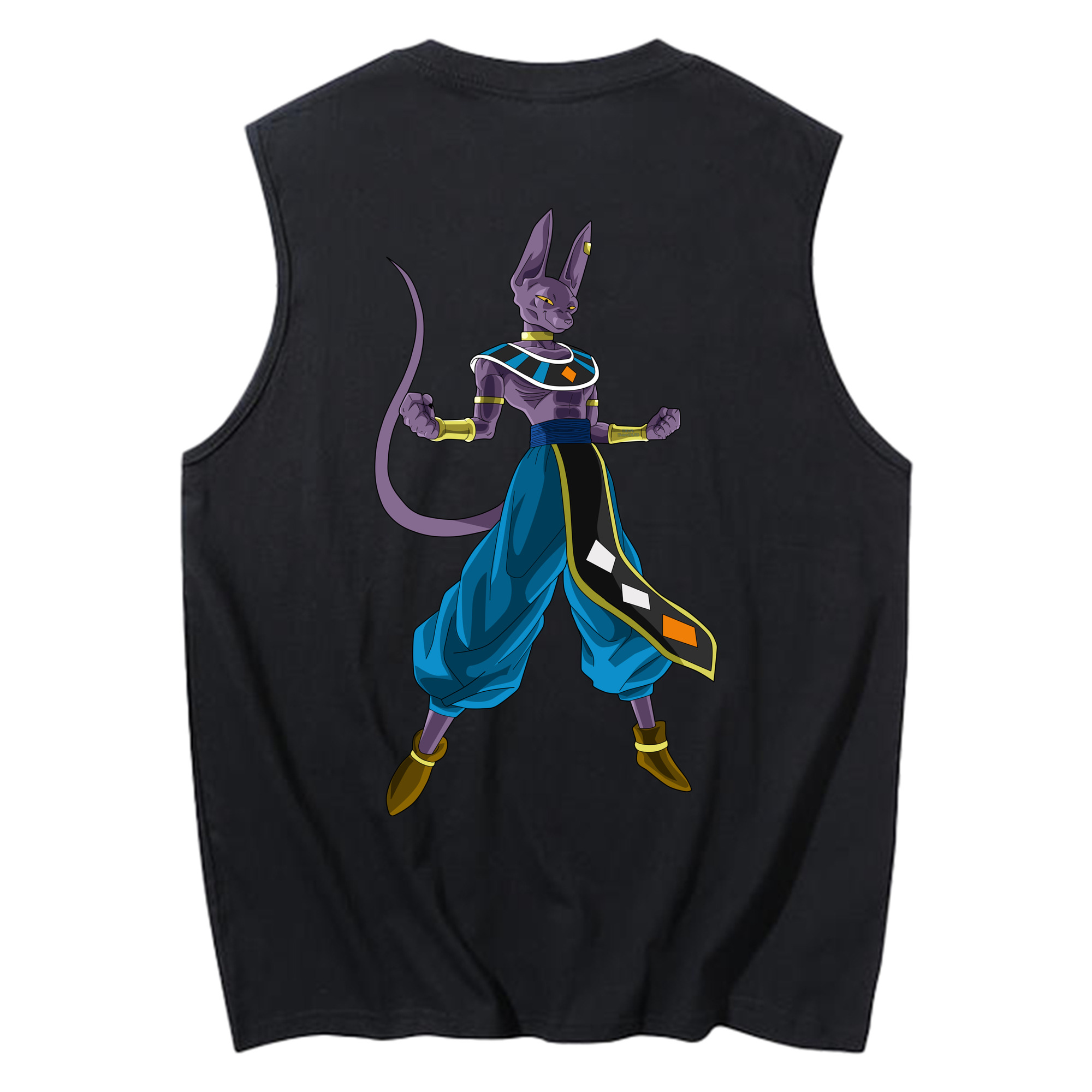 （画像用） ドラゴンボール ビルス 破壊神ビルス DRAGON BALL Beerus Birusu コットン100％タンクトップ（背面プリント）