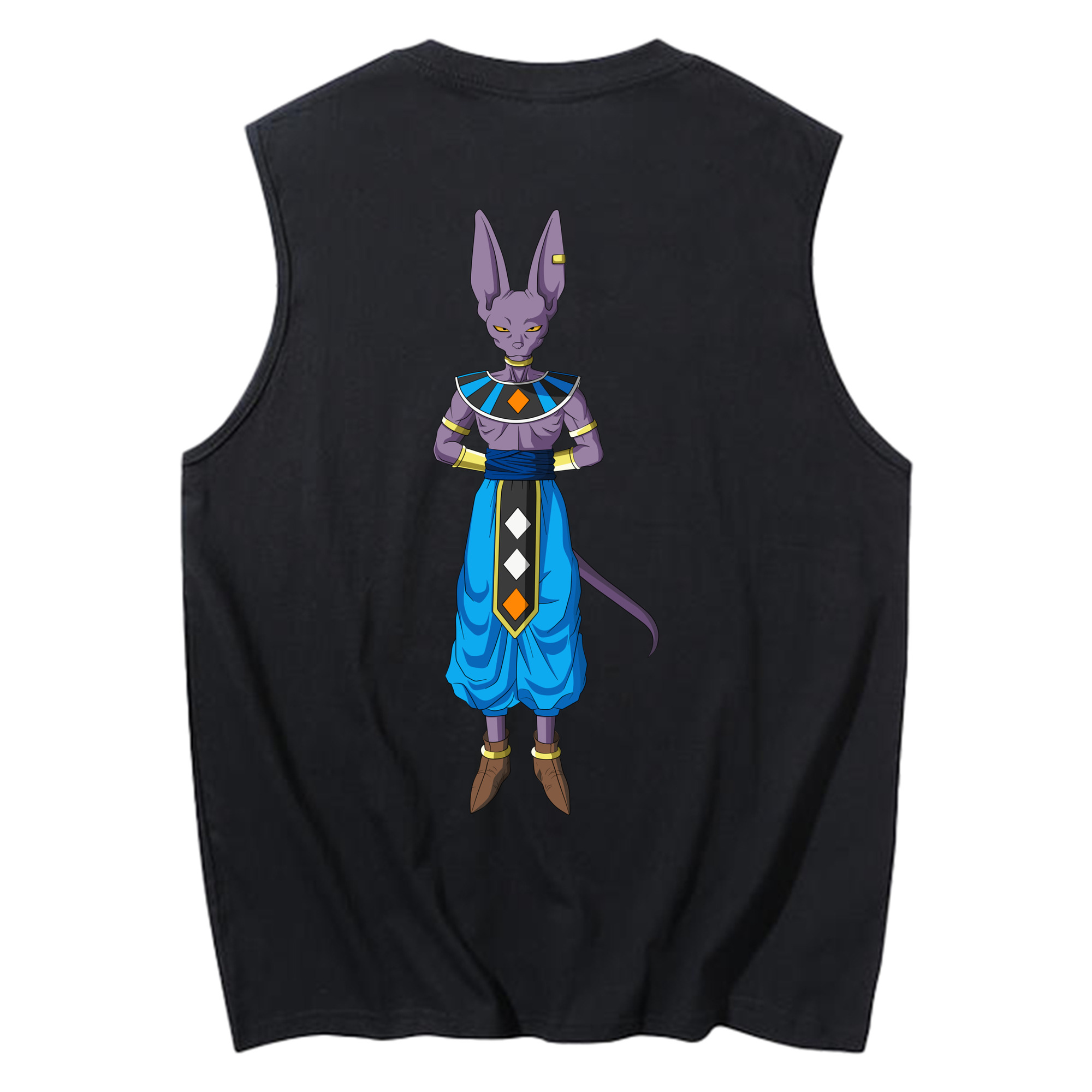 （画像用） ドラゴンボール ビルス 破壊神ビルス DRAGON BALL Beerus Birusu コットン100％タンクトップ（背面プリント）