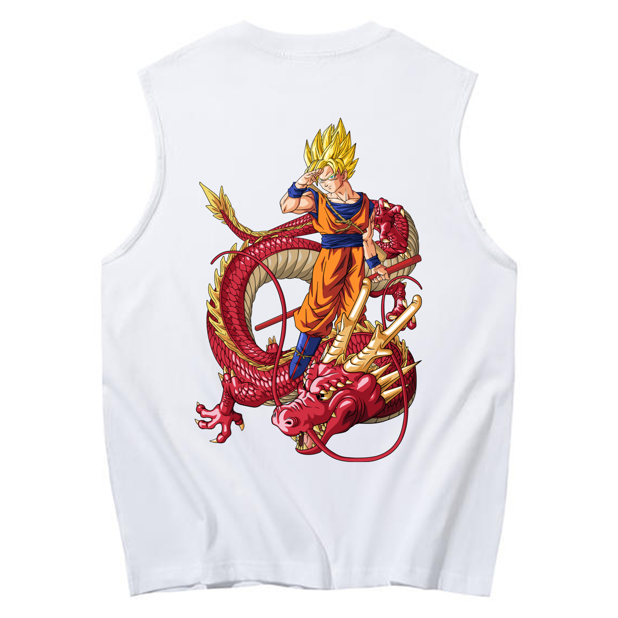 （画像用） ドラゴンボール 孫悟空（そん ごくう）Son Goku カカロット DRAGON BALL Kakarotto コットン100％タンクトップ（背面プリント）