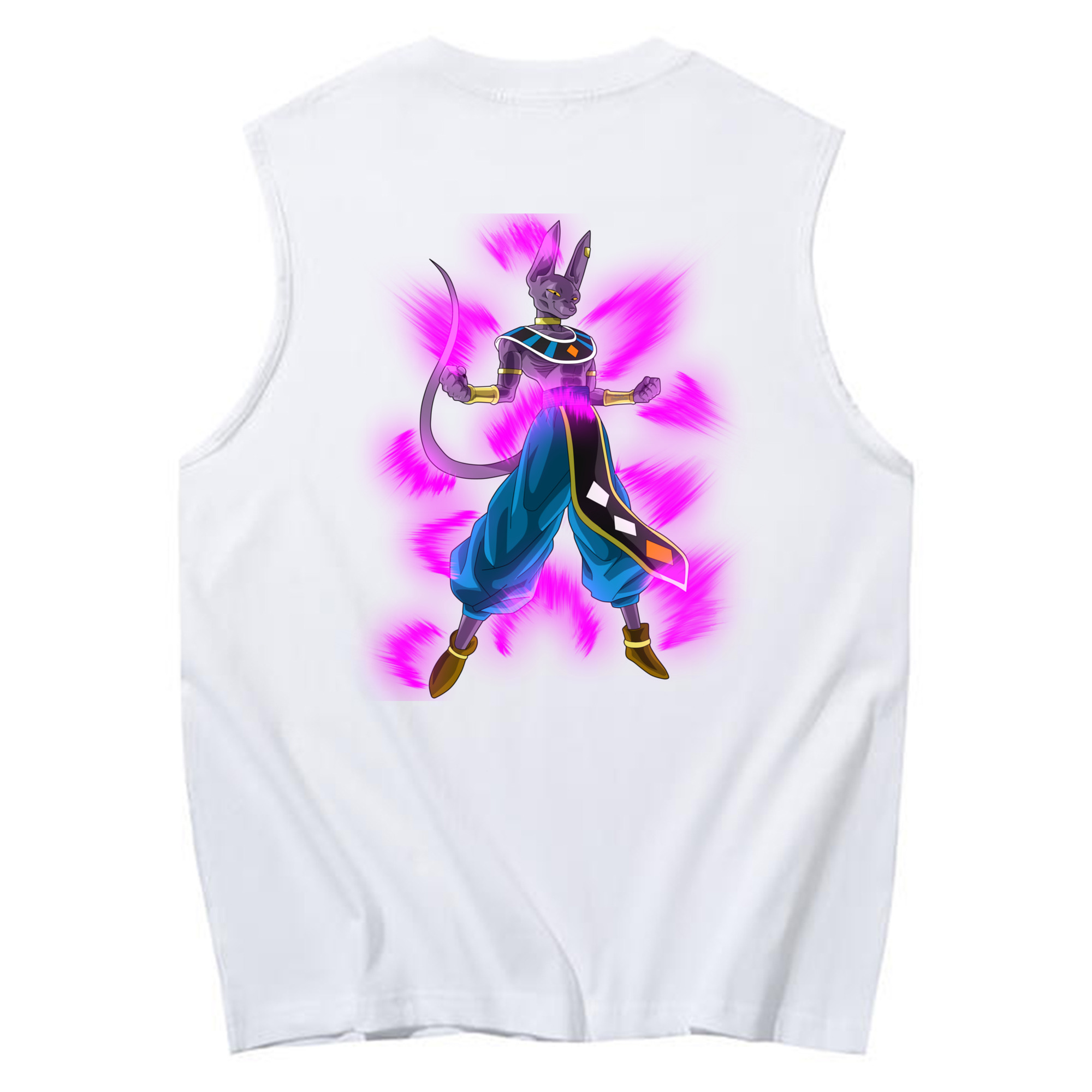 （画像用） ドラゴンボール ビルス 破壊神ビルス DRAGON BALL Beerus Birusu コットン100％タンクトップ（背面プリント）