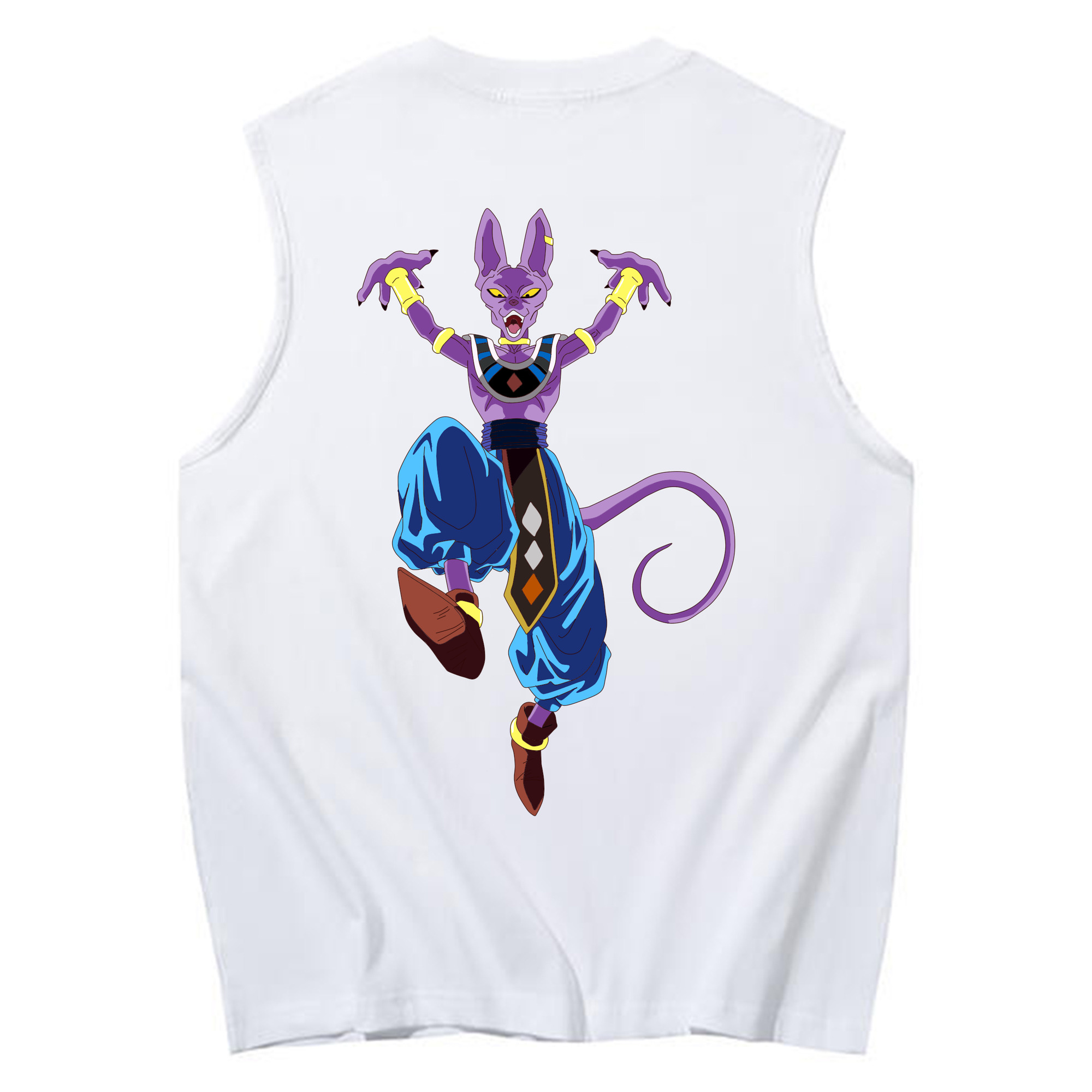 （画像用） ドラゴンボール ビルス 破壊神ビルス DRAGON BALL Beerus Birusu コットン100％タンクトップ（背面プリント）