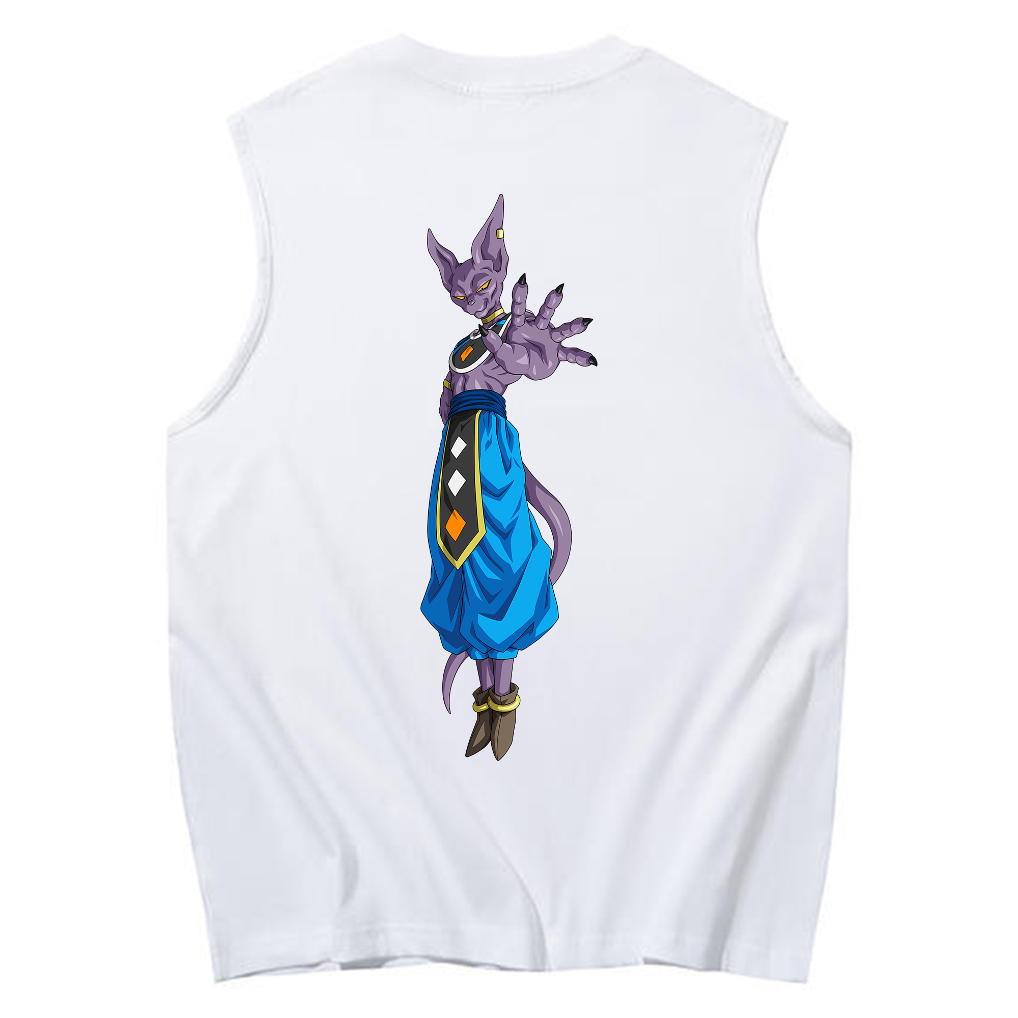 （画像用） ドラゴンボール ビルス 破壊神ビルス DRAGON BALL Beerus Birusu コットン100％タンクトップ（背面プリント）
