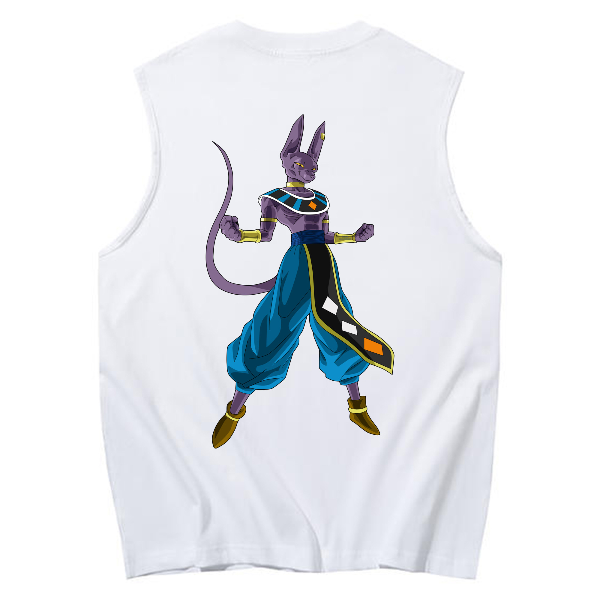 （画像用） ドラゴンボール ビルス 破壊神ビルス DRAGON BALL Beerus Birusu コットン100％タンクトップ（背面プリント）