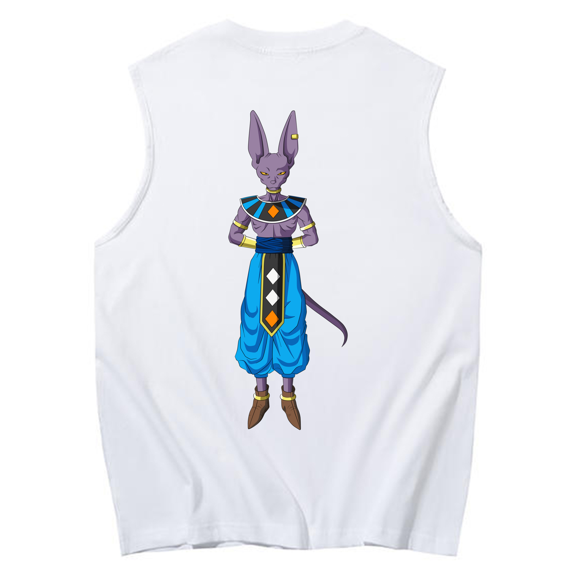 （画像用） ドラゴンボール ビルス 破壊神ビルス DRAGON BALL Beerus Birusu コットン100％タンクトップ（背面プリント）