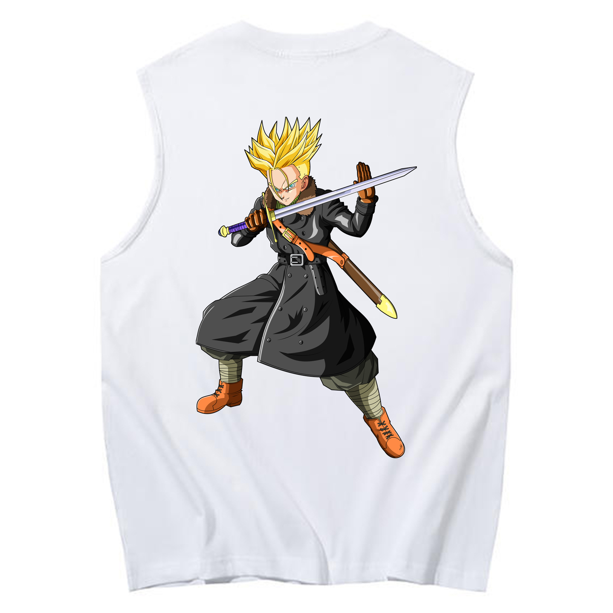 （画像用） ドラゴンボール トランクス（Torankusu）DRAGON BALL Trunks コットン100％タンクトップ（背面プリント）