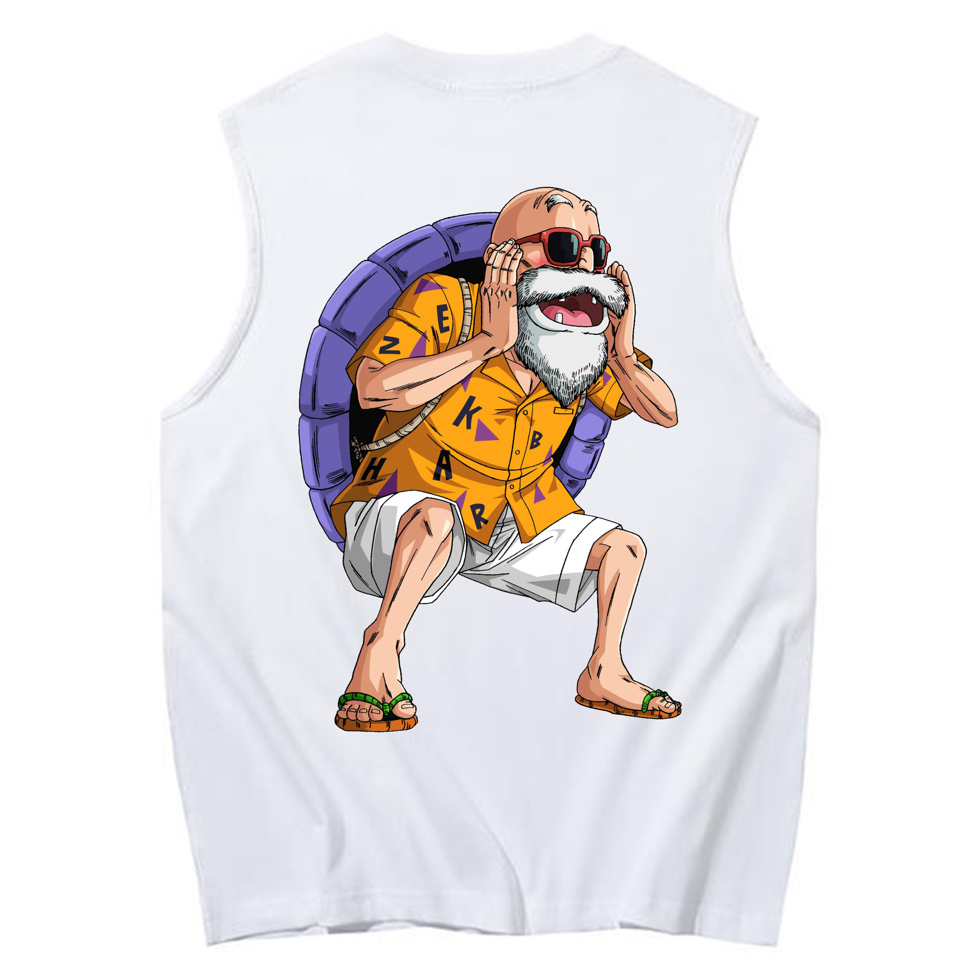 （画像用） ドラゴンボール 亀仙人（かめせんにん） DRAGON BALL Master Roshi Kame Sennin コットン100％タンクトップ（背面プリント）