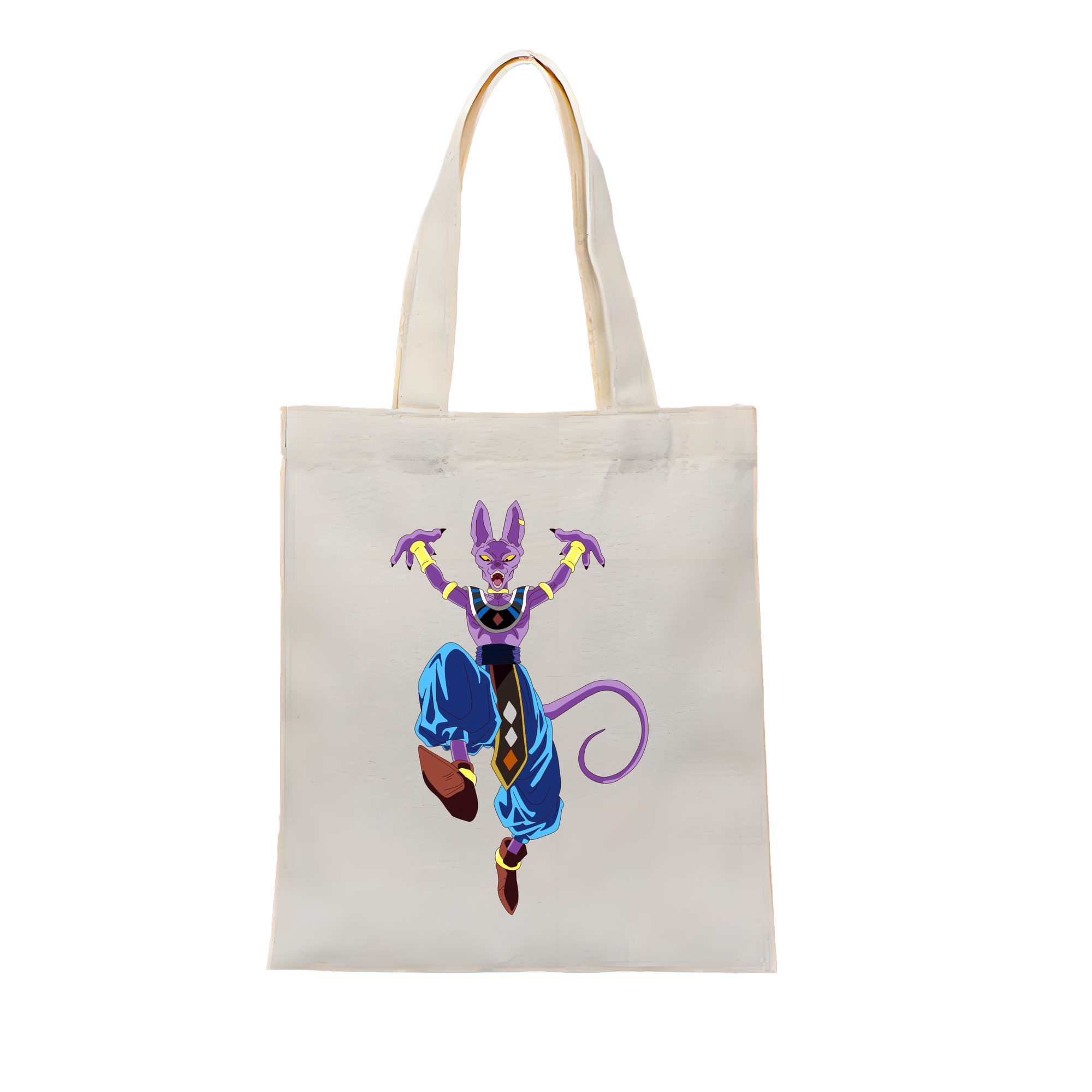 （画像用） ドラゴンボール ビルス 破壊神ビルス DRAGON BALL Beerus Birusu 縦型キャンバス生地手提げバッグ　トートバッグ
