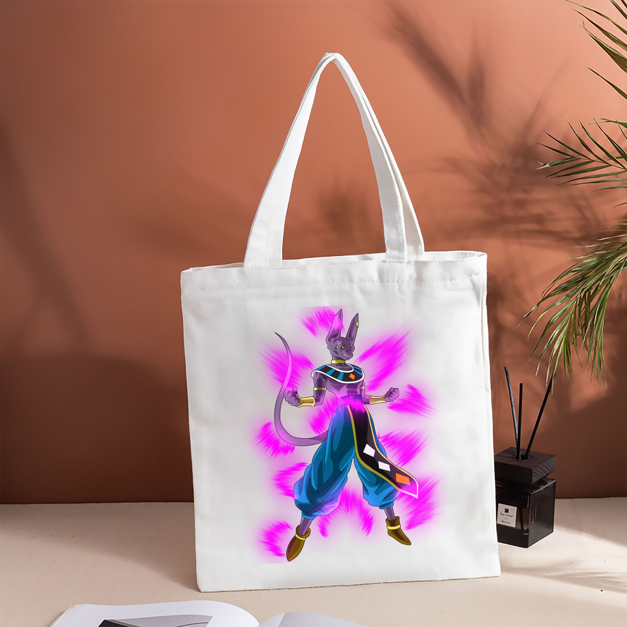 ドラゴンボール ビルス 破壊神ビルス DRAGON BALL Beerus Birusu 縦型キャンバス生地手提げバッグ　トートバッグ