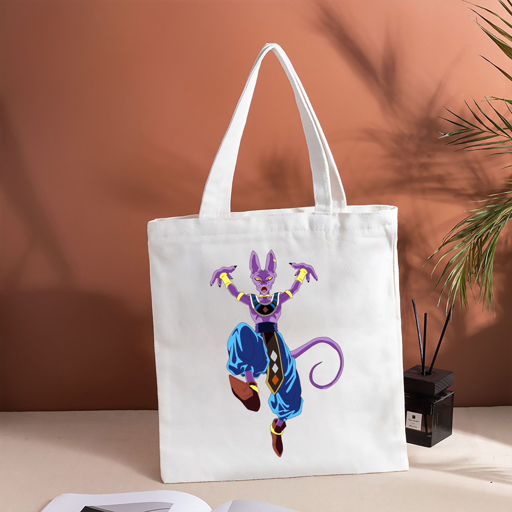 ドラゴンボール ビルス 破壊神ビルス DRAGON BALL Beerus Birusu 縦型キャンバス生地手提げバッグ　トートバッグ