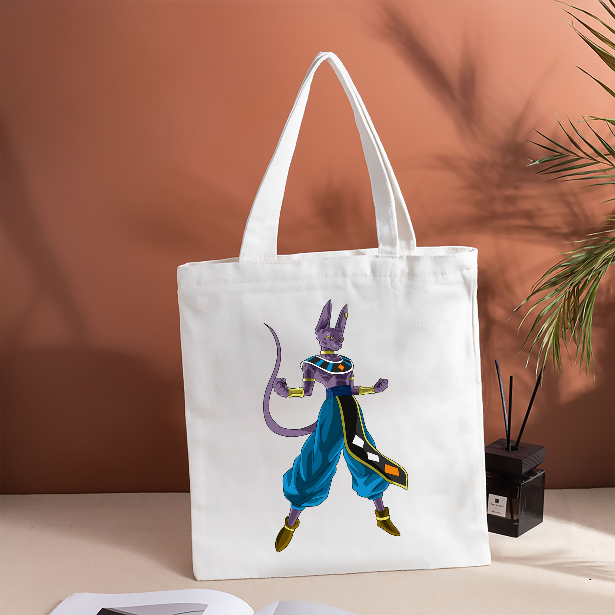 ドラゴンボール ビルス 破壊神ビルス DRAGON BALL Beerus Birusu 縦型キャンバス生地手提げバッグ　トートバッグ