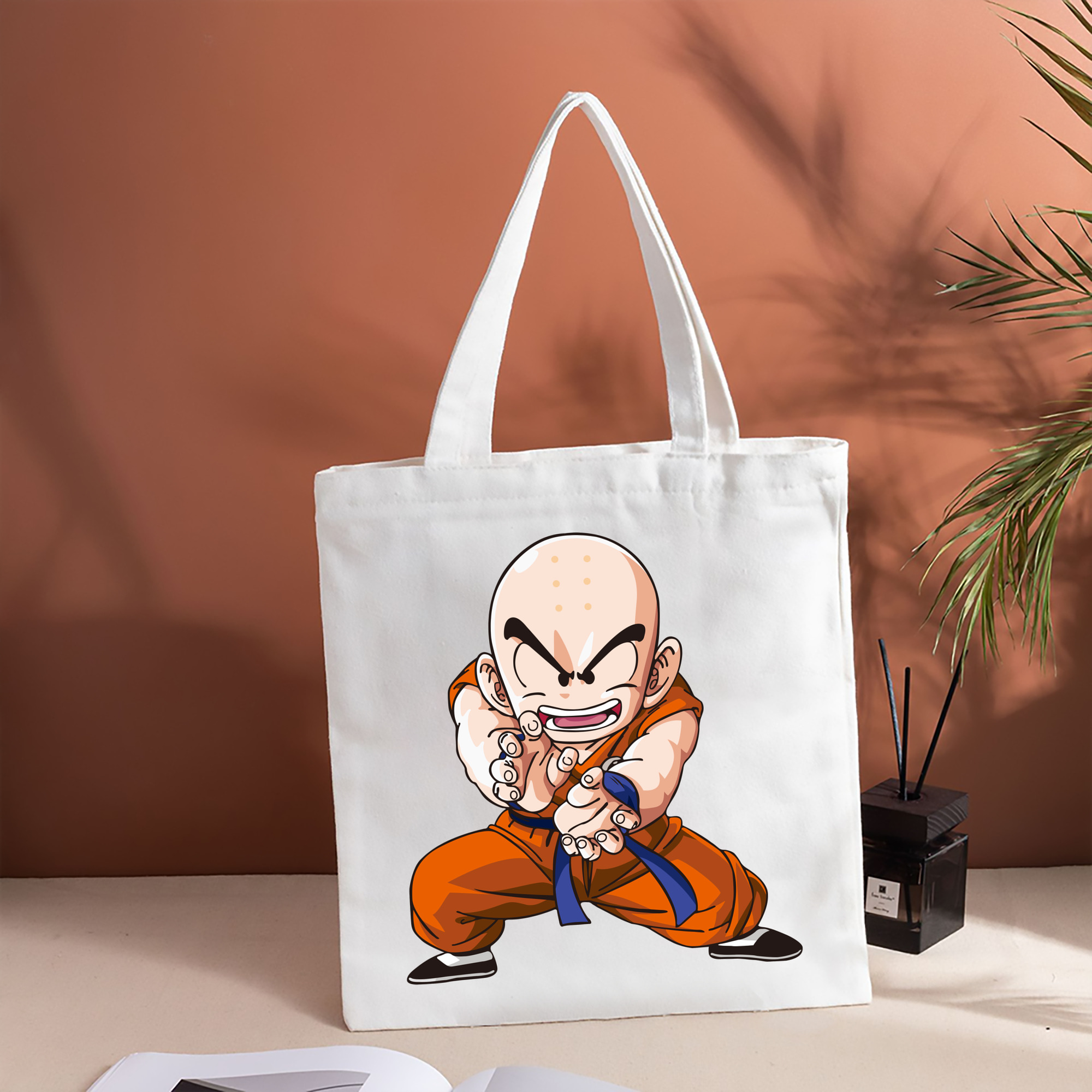 ドラゴンボール クリリン DRAGON BALL krillin 縦型キャンバス生地手提げバッグ　トートバッグ